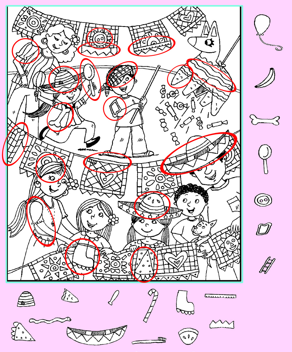 Картинка-ответ (19 спрятнанных предметов). Картинка поготовлена автором