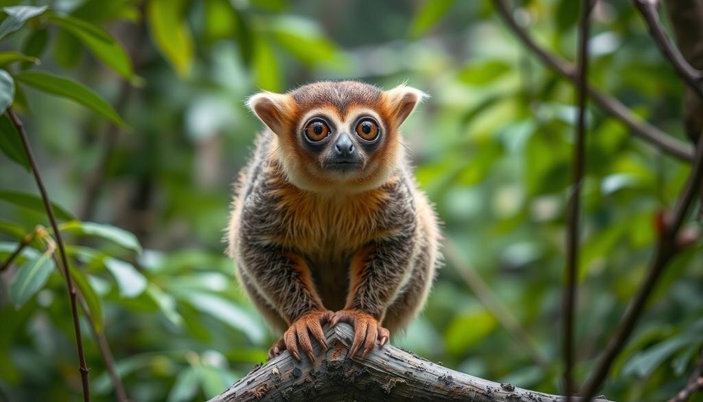    Толстый лори в естественной среде обитания