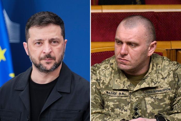 Владимир Зеленский и глава СБУ Василий Малюк*. Обложка © Gettyimages / Thierry Monasse, © ТАСС / ANDRII NESTERENKO / ЕРА