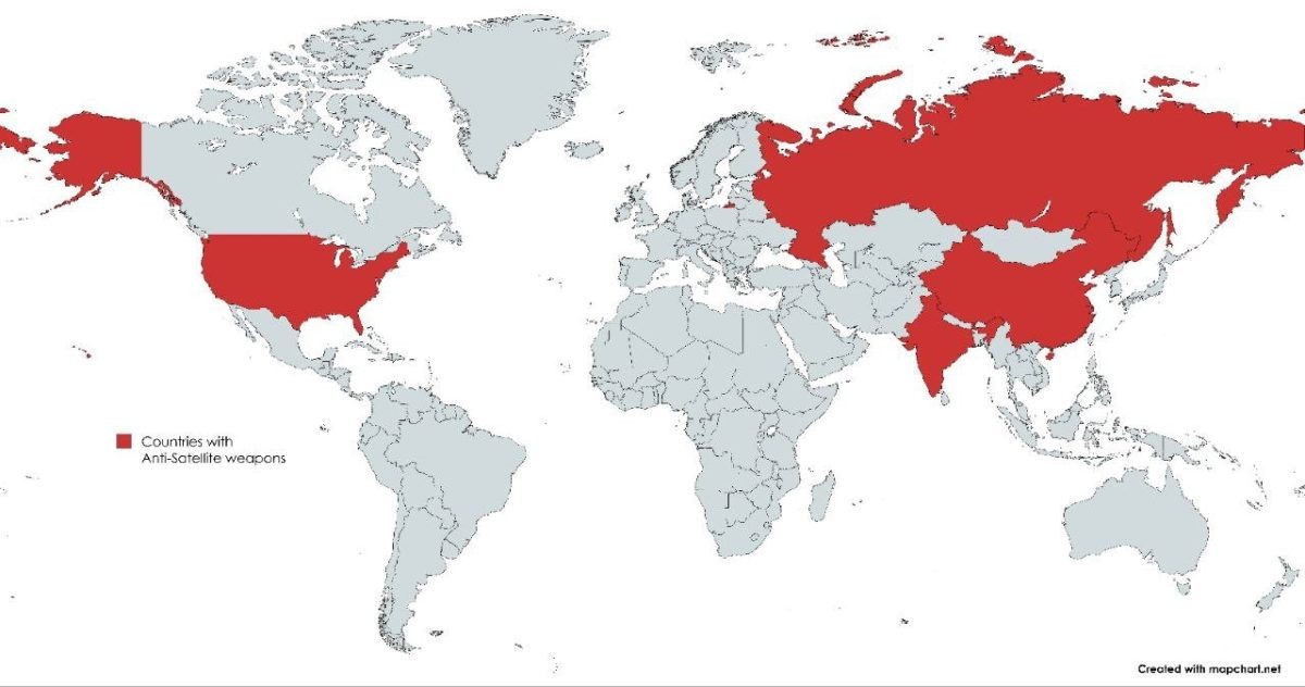      Инфографика: какие страны имеют противоспутниковое оружие / © mapchart.net