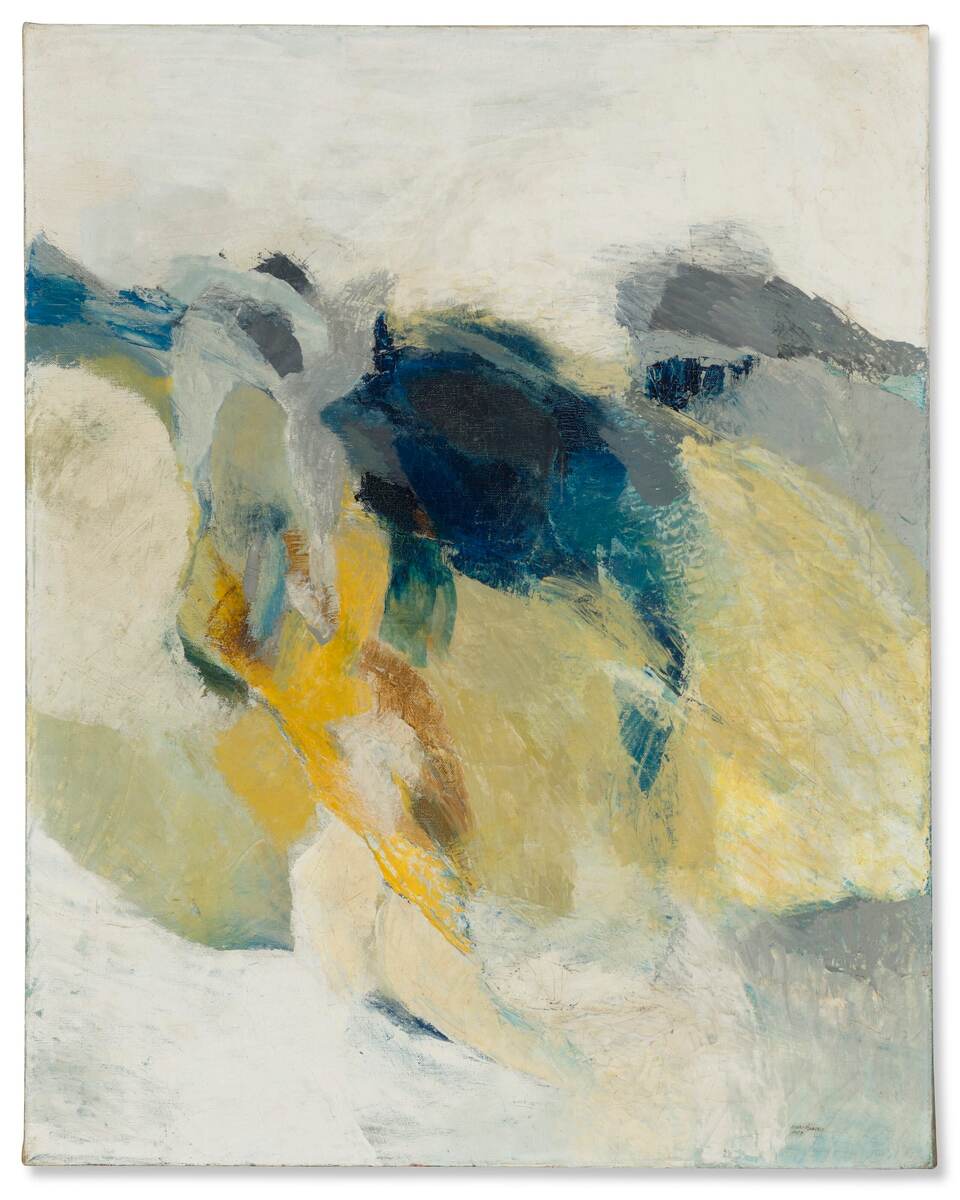 Ева Гессе. «Пейзажные формы» (Landscape Forms). 1959 г. Абстрактный экспрессионизм. Холст, Масло, 76.2 x 60.9 см. До мая 2025 года: Частная коллекция, Мэриленд, США.