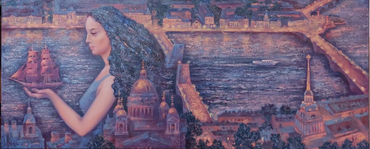 © Елена Мурашева. Нева. Холст, масло. 50 х 120см. 2022. 