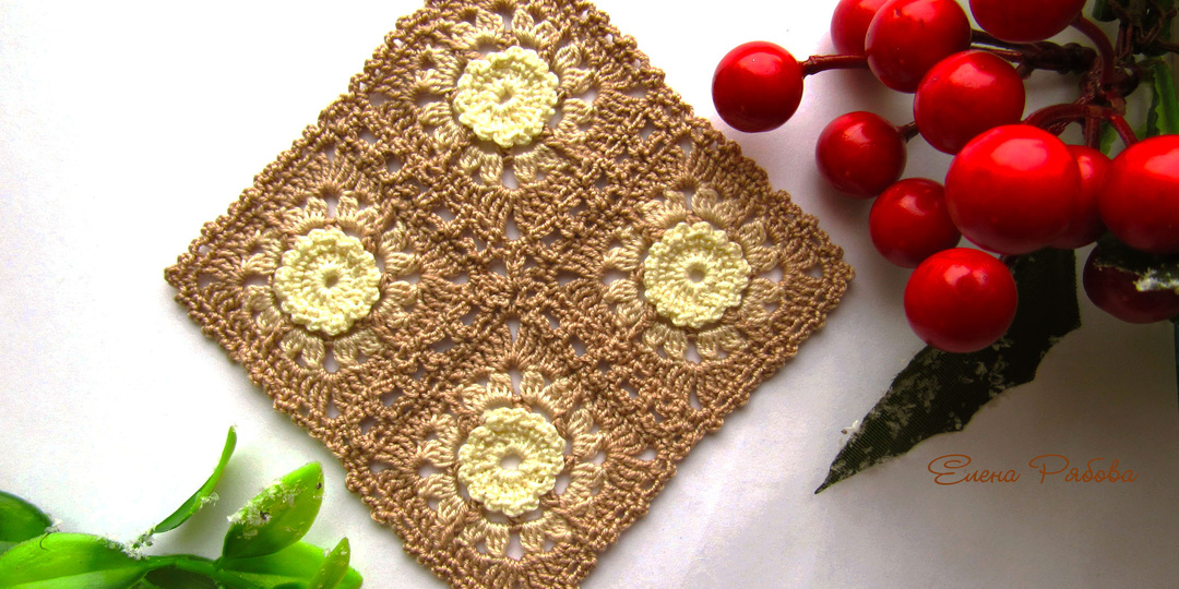 Соединение цветочных мотивов крючком. Мастер - Класс по вязанию