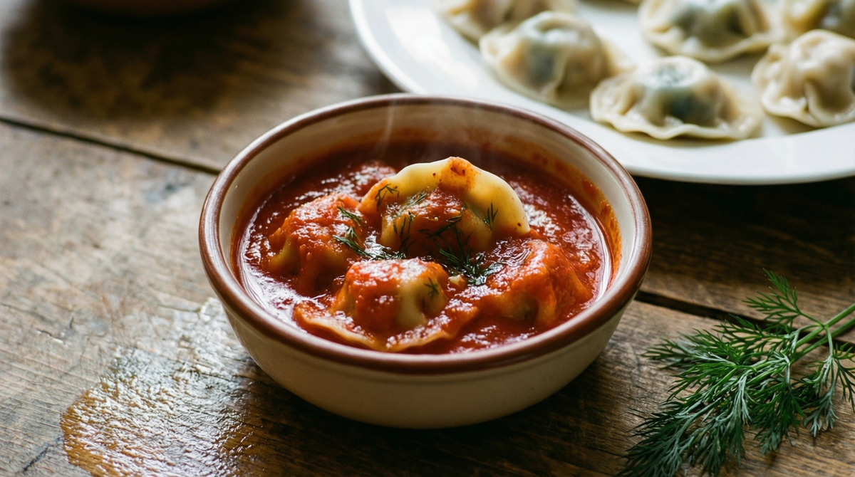 Вареники с соусом