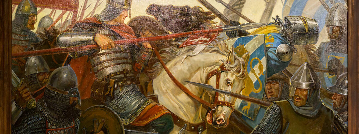 НАКАНУНЕ НЕВСКОГО СРАЖЕНИЯАлександр Невский атакует шведского рыцаряИсточник:https://milcult.ru/article/geroi-nevskoy-bitvy-i-eho-proshedshey-voyny