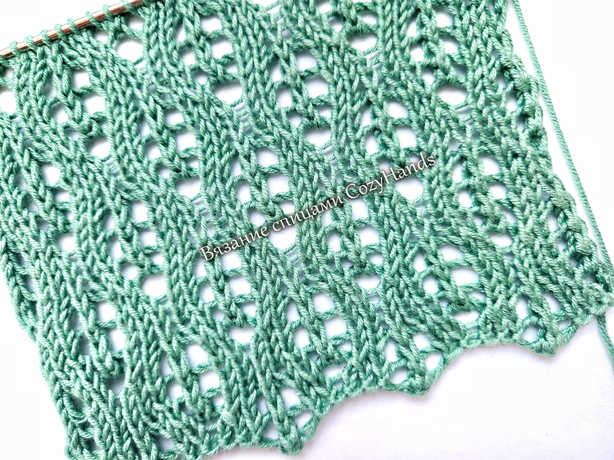 Красивый ажурный узор спицами