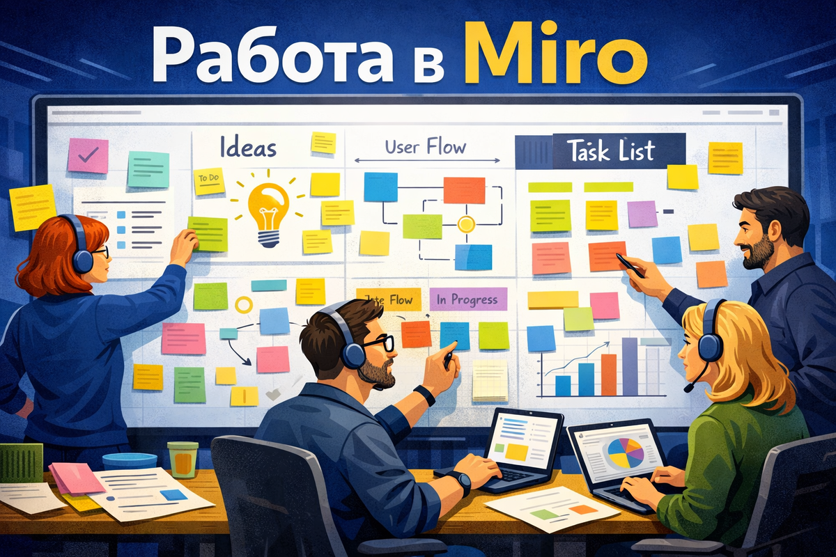 Miro для дизайнеров — инструмент для прототипирования, user flow и визуализации идей.