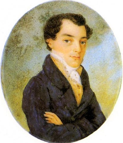 Кондратий Федорович Рылеев (1795-1826 гг.), декабрист, поэт. Миниатюра неизвестного художника