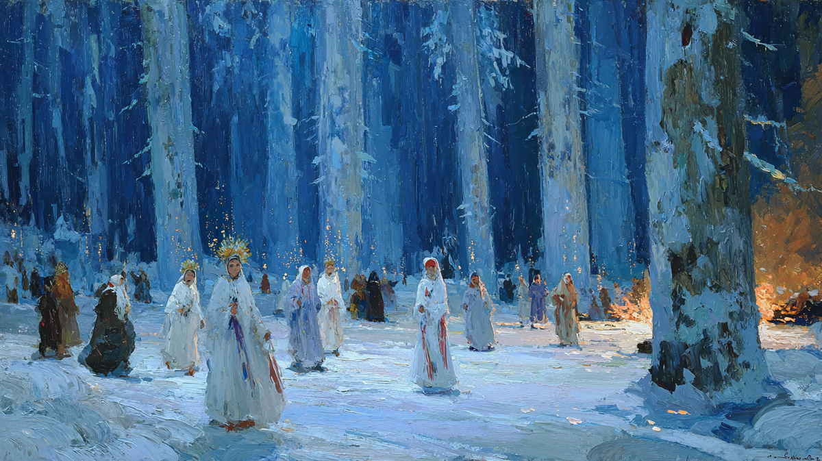 Среди дрожащих теней и искр костра проступают древние образы — кажется, вот-вот между деревьями мелькнёт кто-то незримый и родной.