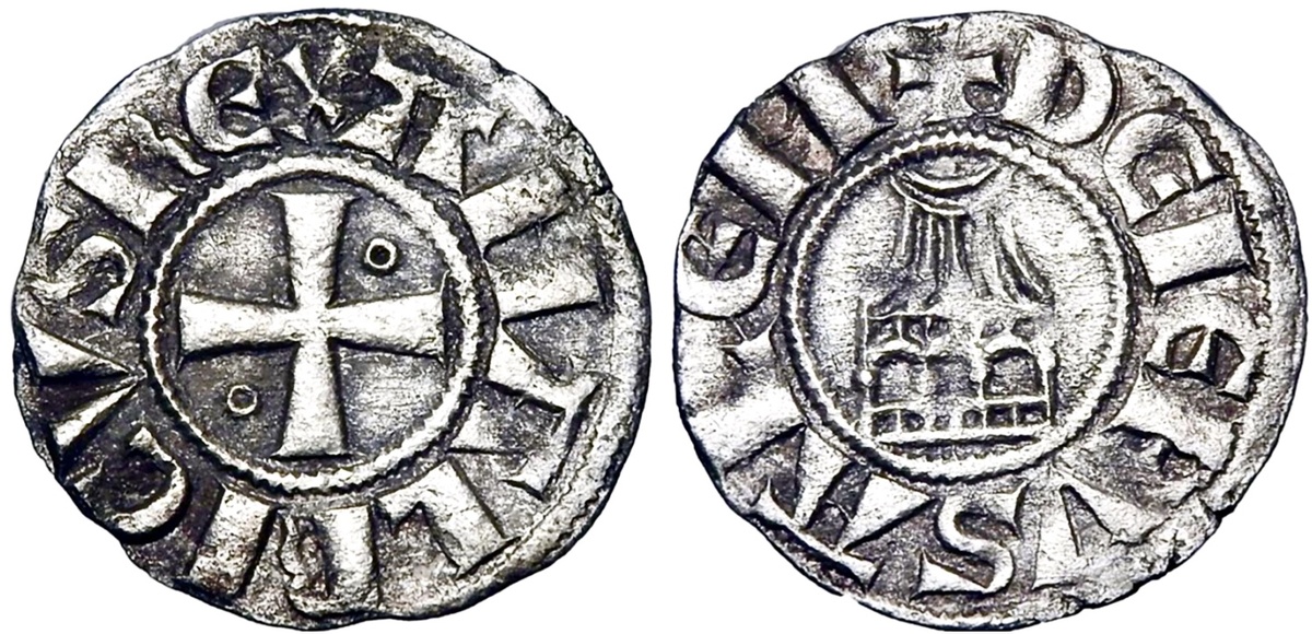 Храм Гроба Господня на монетах крестоносцев: серебряный денье Иерусалимского королевства при короле Амори I 👉 1163-1174 гг.