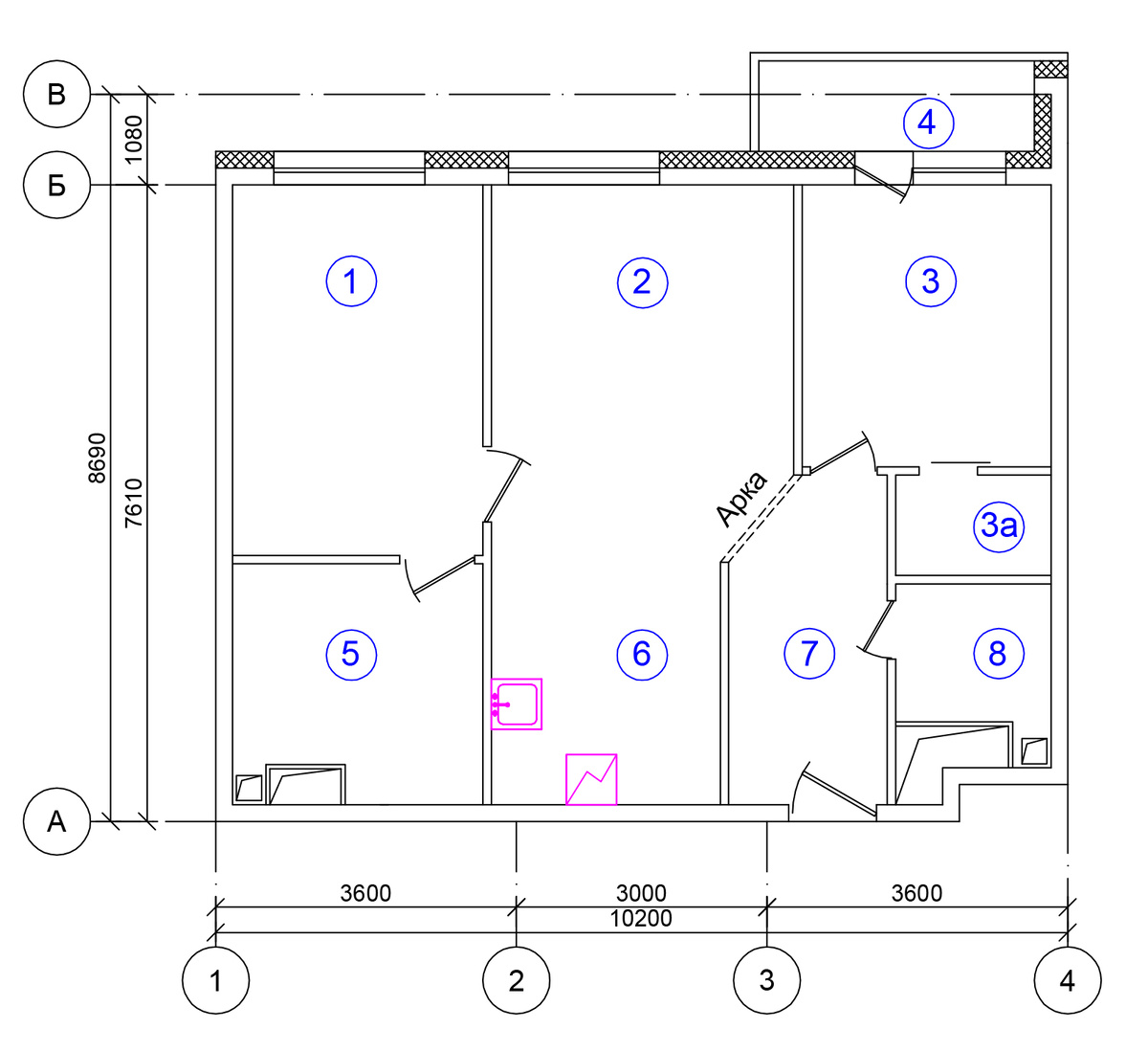 Такая планировка уже была выполнена, когда я включилась в этот проект. 