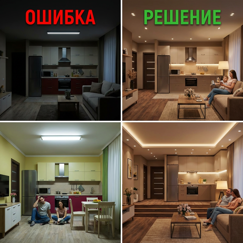 Яркое освещение - не является признаком качественного освещения