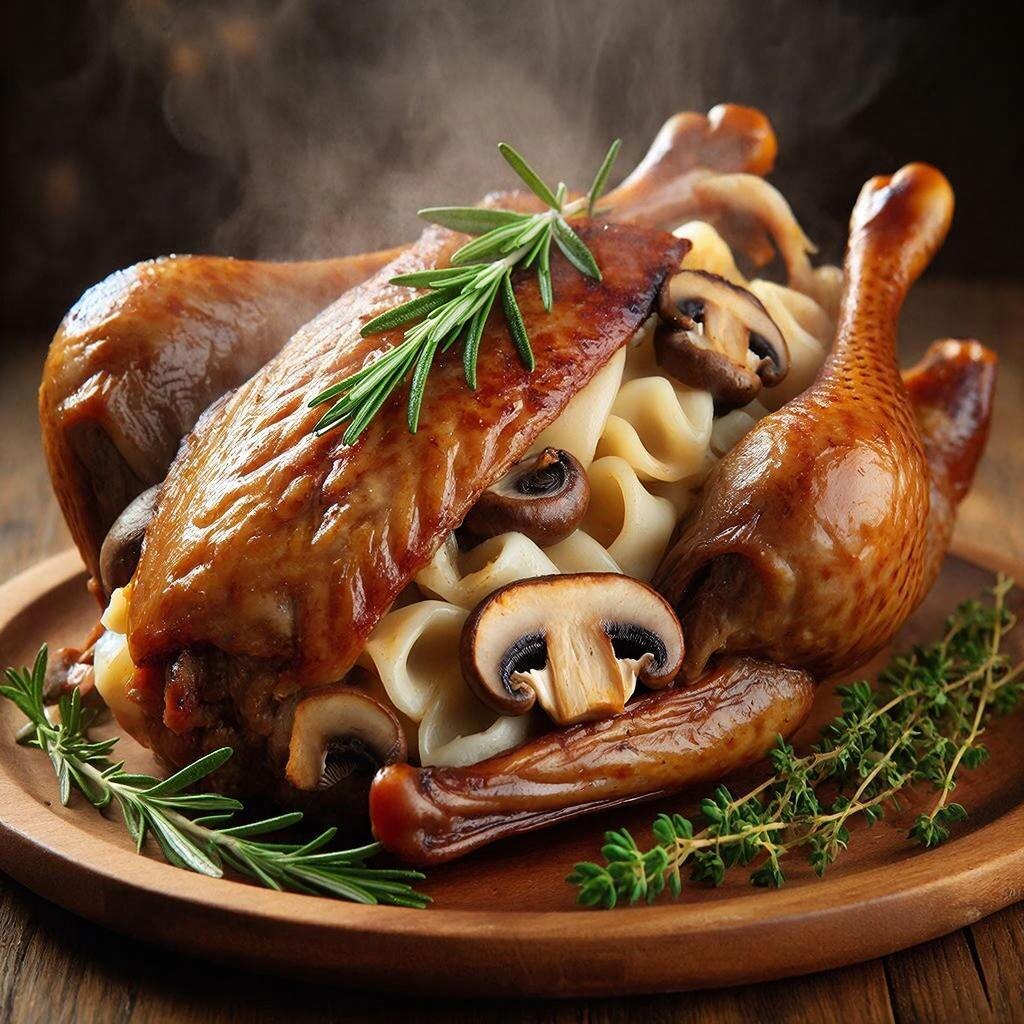 Рождественская Утка с Лапшой и Грибами: Праздничное Блюдо с Душой 
