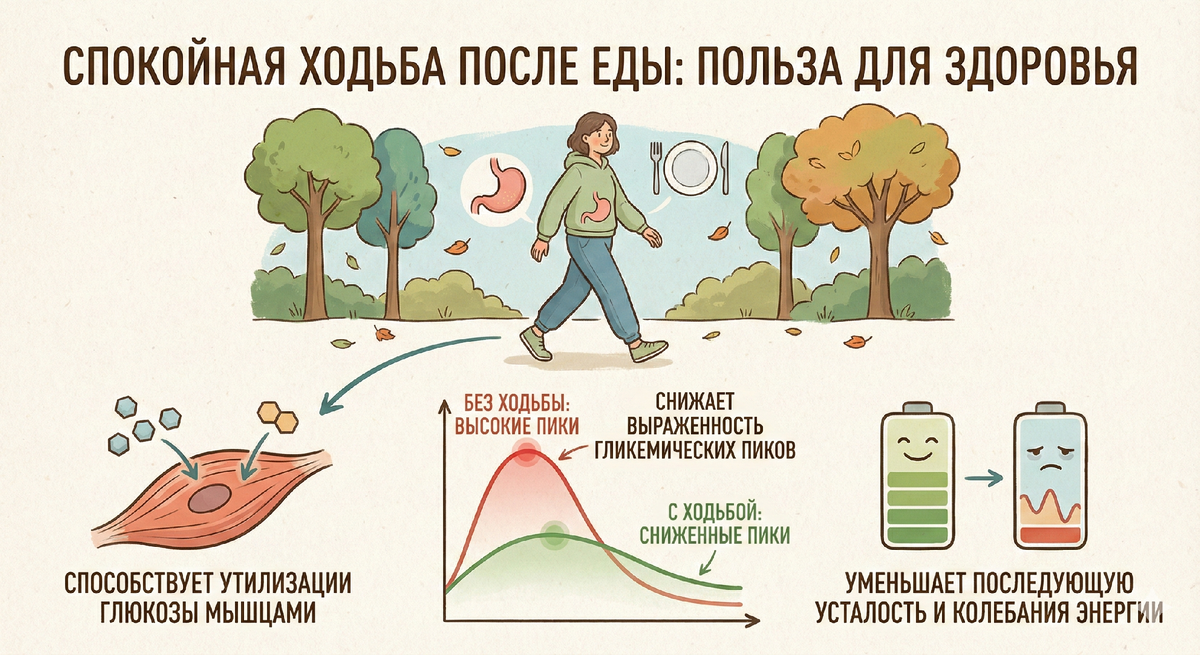 Почему важно проходить хотя бы 1000 шагов после каждого приёма пищи.рис 1
