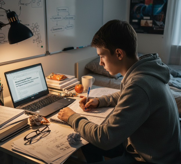 Школьник выполняющий индивидуальный проект