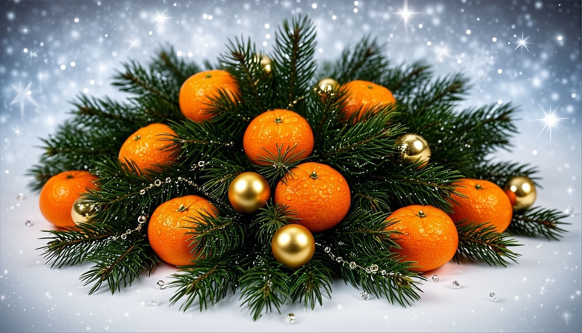 Генерация из Шедеврум @impression_mind. Мандарины и ель