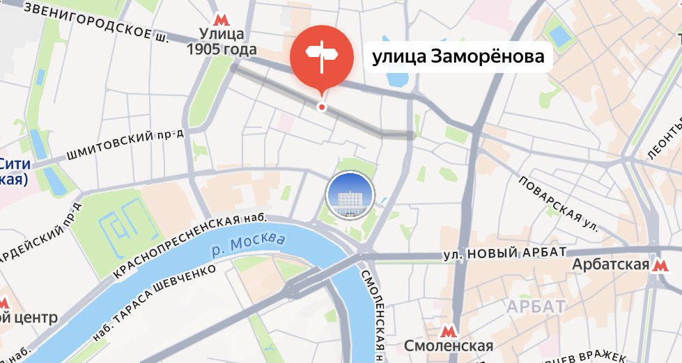 Улица Заморёнова на карте современной Москвы. Яндекс.Карты.