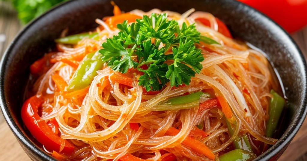 🥢 Фунчоза с овощами — лёгкое и сытное блюдо