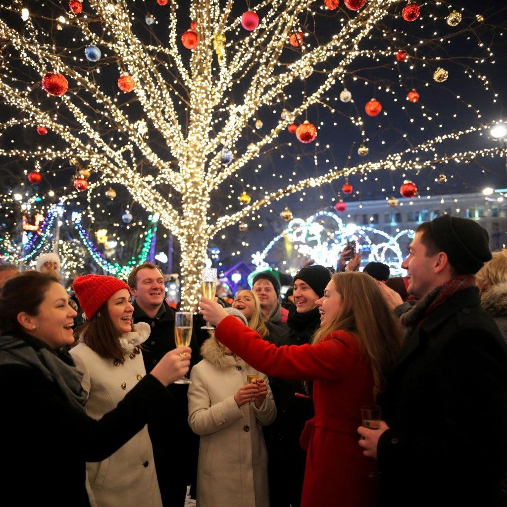 Празднование Нового года в России. Создано ИИ