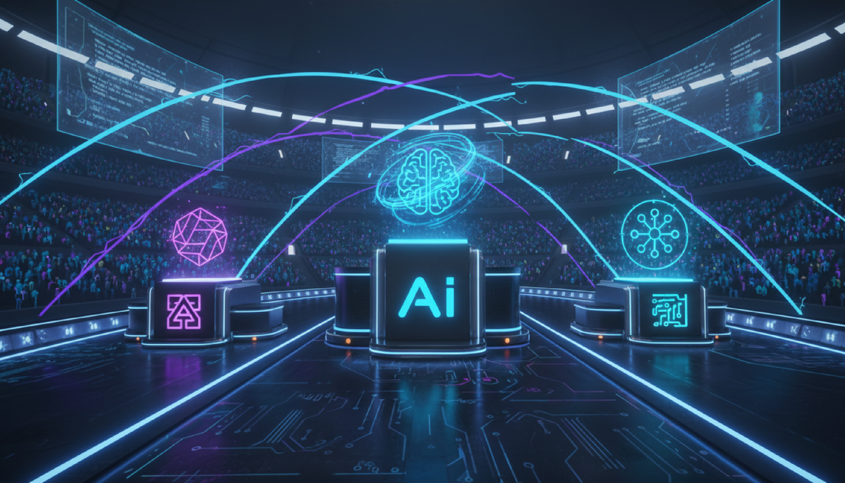 Три ИИ-компании на подиумах соревнуются — гонка технологических гигантов