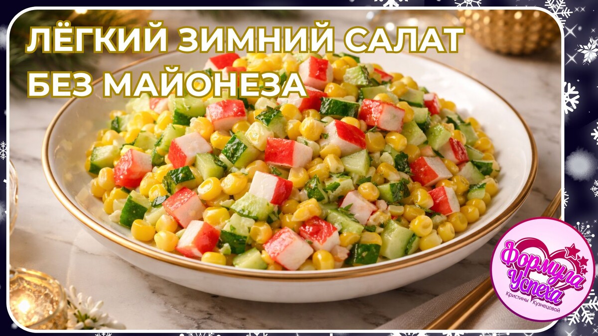 🥗 Салат из кукурузы с крабовыми палочками и огурцами. Рецепт.