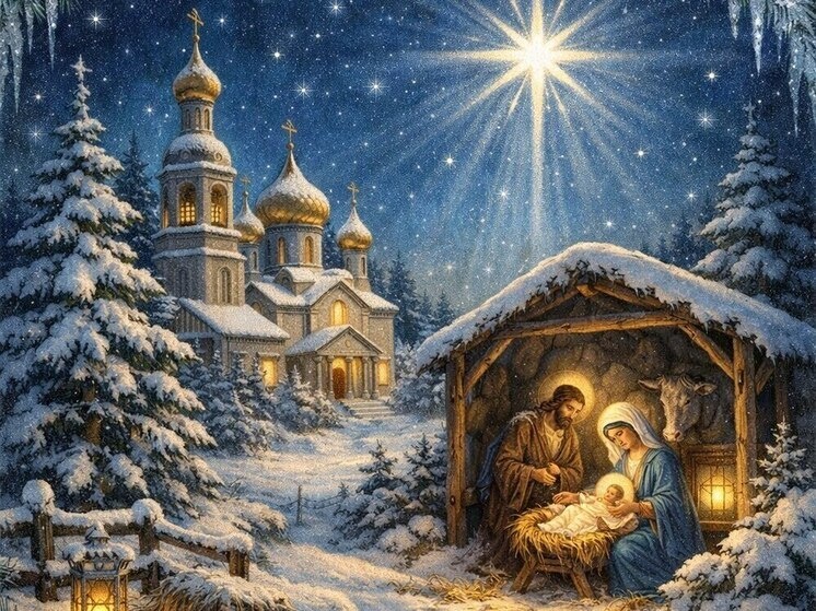     Открытка Рождественский сочельник // Изображение создано с помощью ИИ