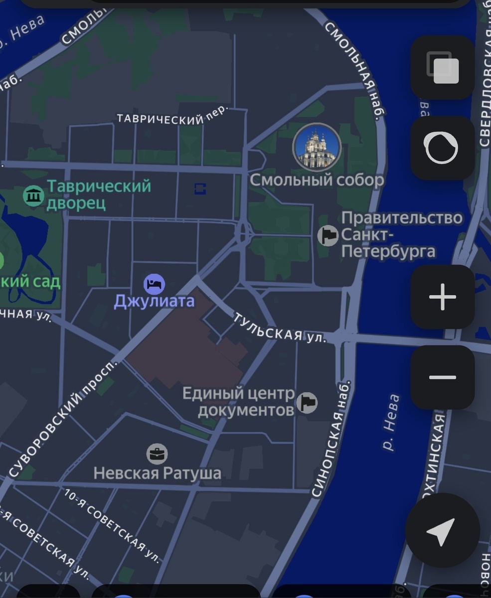Карта Смольного института и дома, в котором жили Аллилуевы. 