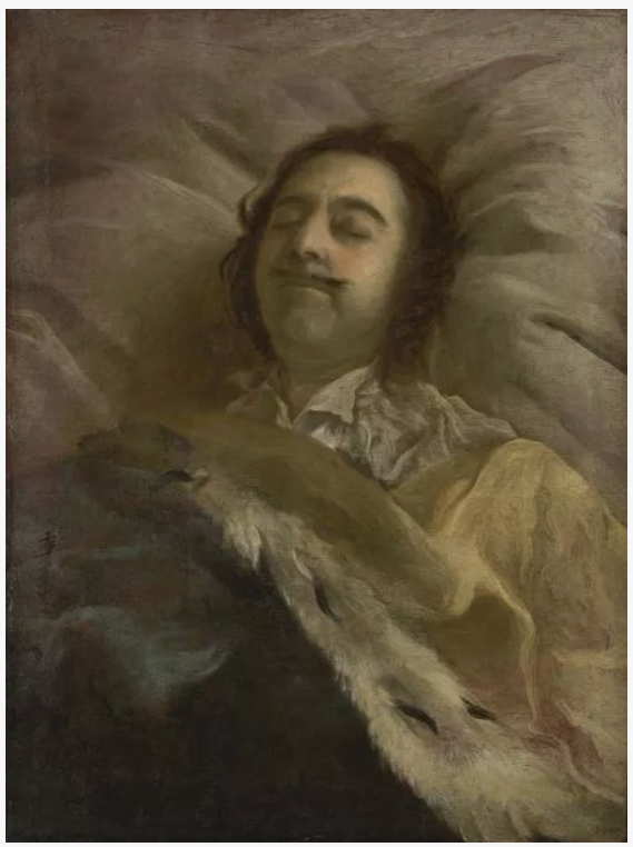 И.Н.Никитин. Портрет императора Петра I на смертном одре. Источник - https://www.hermitagemuseum.org/digital-collection/128225