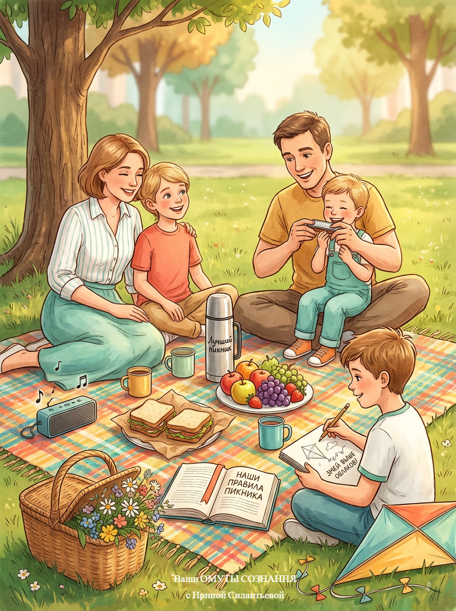 Пикник — это не только отдых, но и «психологический якорь»: предсказуемая радость, совместные ритуалы и ощущение «мы вместе». Даже простой плед и термос могут стать символом семейного тепла.