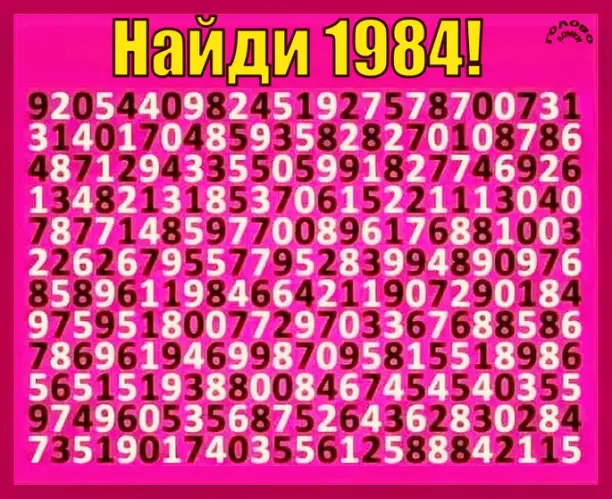 🔢 Найди число 1984: тест на скорость и внимательность!