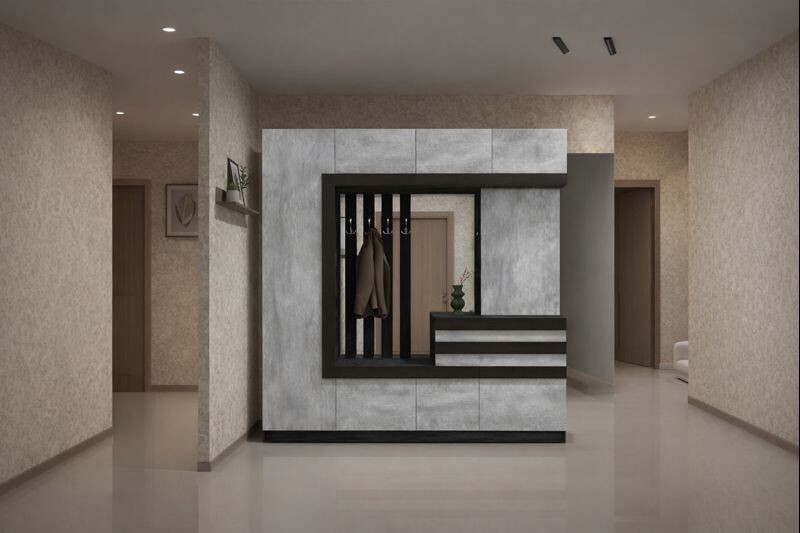 Прихожая в коридор с зеркалом и сиденьем: удобный комплект для дома