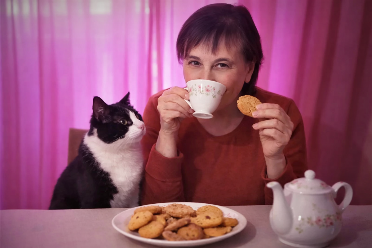 Как ВКУСНО!!!  Это я НИНА!!!  Даже Котику ЛЁВУШКЕ захотелось ПЕЧЕНЬЯ🙂🙂🙂.