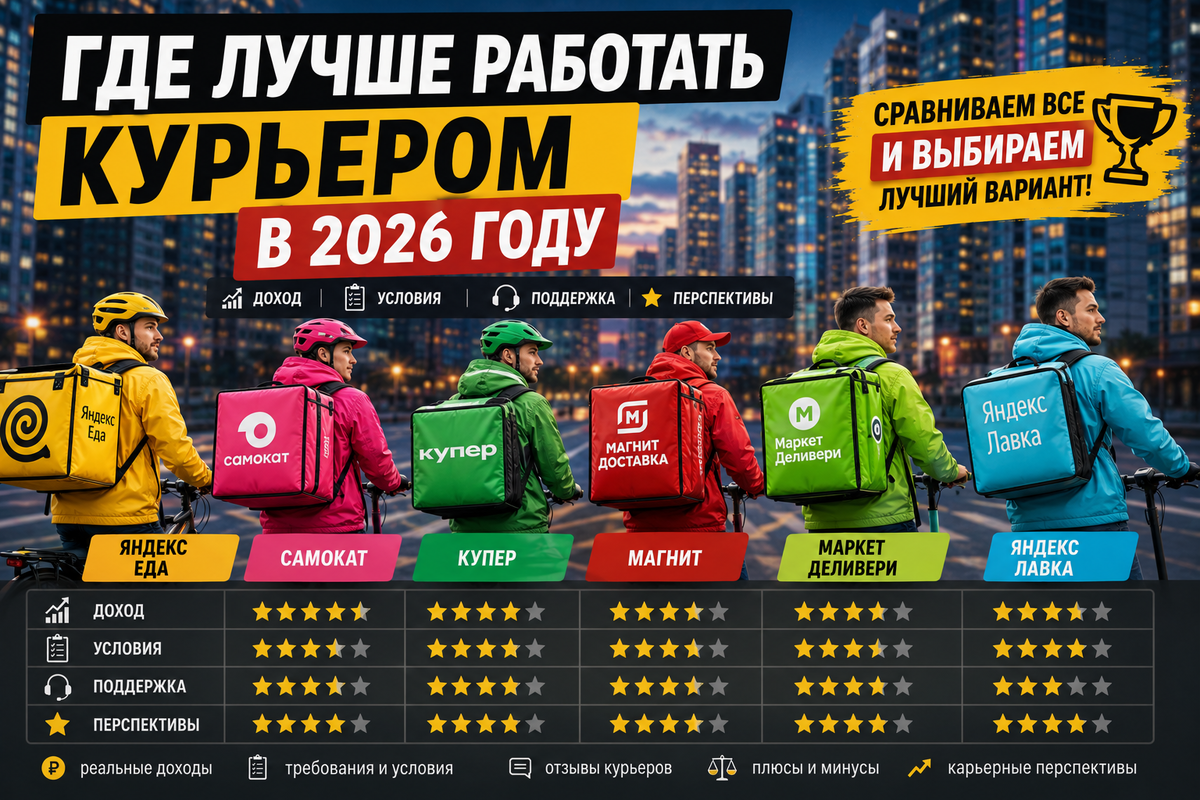 Работа курьером  - ТОП 20 компаний для лучшего выбора в 2026 году
