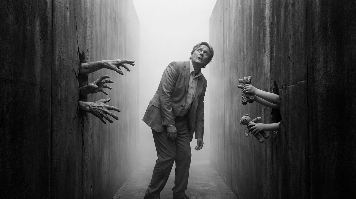 Ты — атлант, которого никто не просил держать это небо. Слева — долг перед прошлым, справа — долг перед будущим. А где в этом коридоре ты?