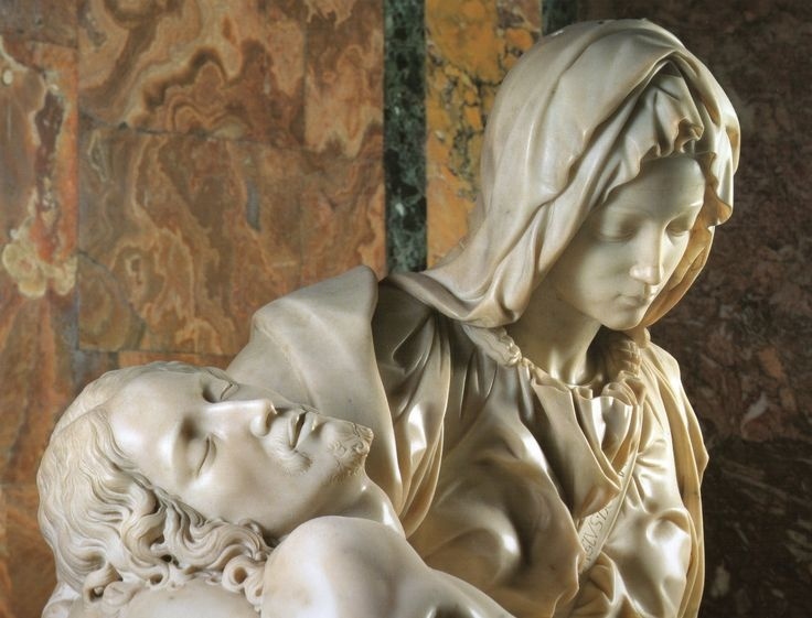 Микеланджело. Пьета. Фрагмент. 1499. Собор святого Петра в Ватикане.