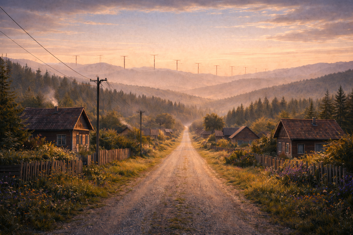 Спасибо ИИ, он воссоздал почти то, что я видела: вот так над сопками возвышались столбы, только сопки с горизонтом и столбами были куда дальше, чем на этой картинке.