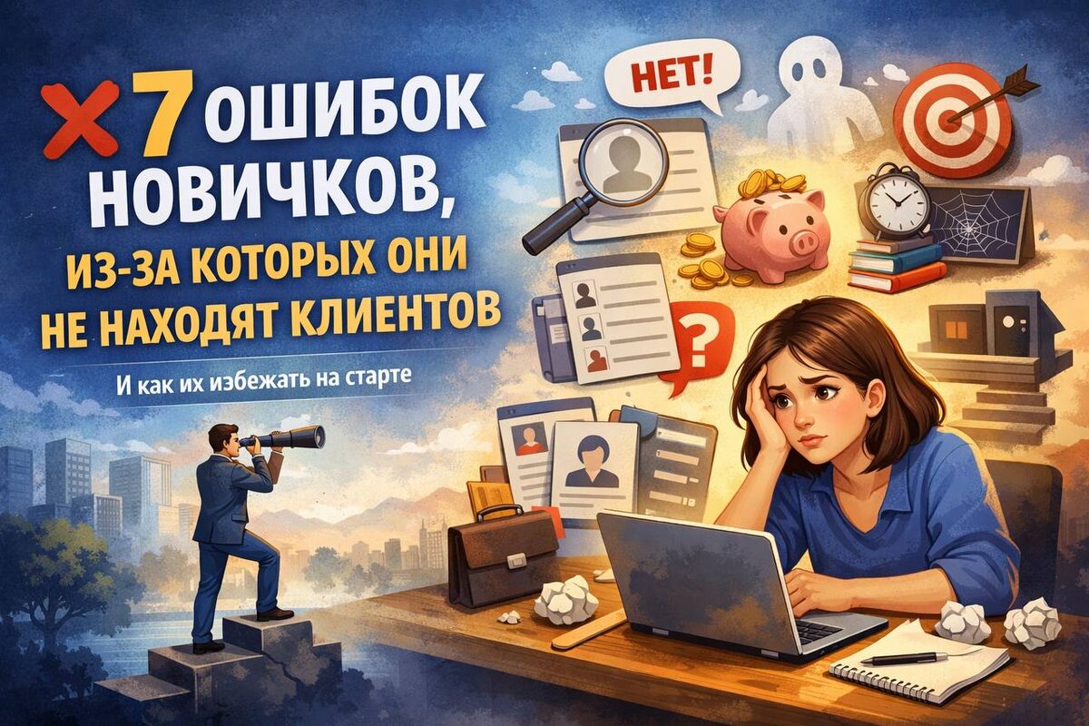 ❌ 7 ОШИБОК НОВИЧКОВ, ИЗ-ЗА КОТОРЫХ ОНИ НЕ НАХОДЯТ КЛИЕНТОВ. И как их избежать на старте. 
