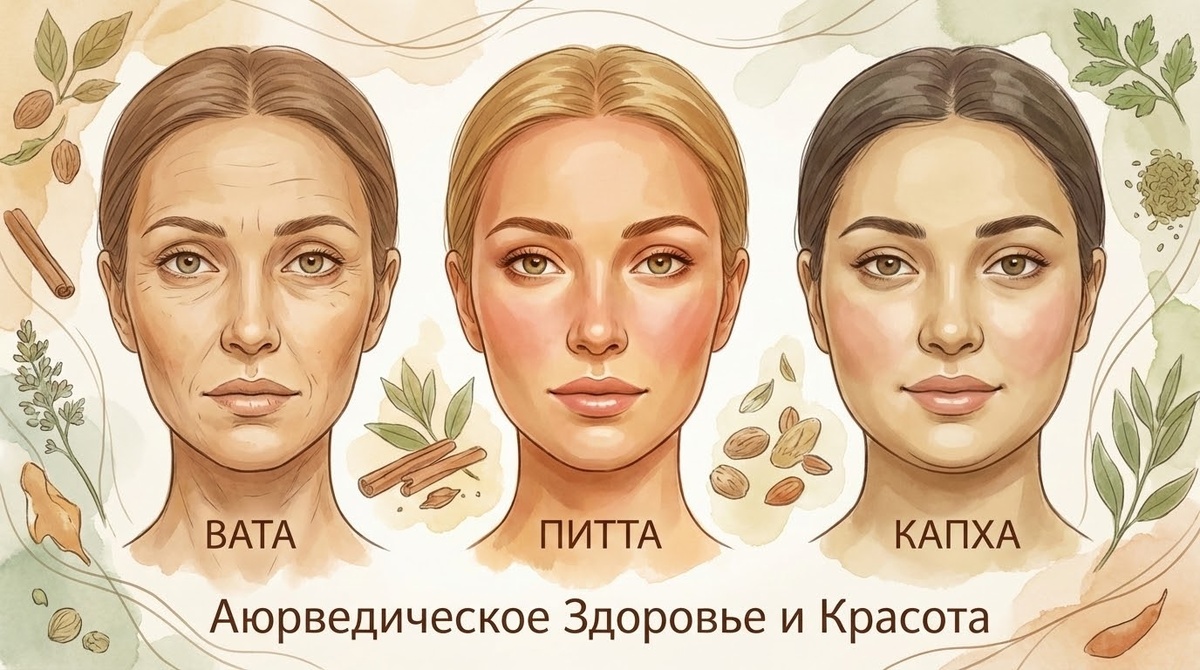 Типы лица в аюрведе — Вата, Пита и Капха: как внутреннее состояние влияет на внешний вид кожи.
