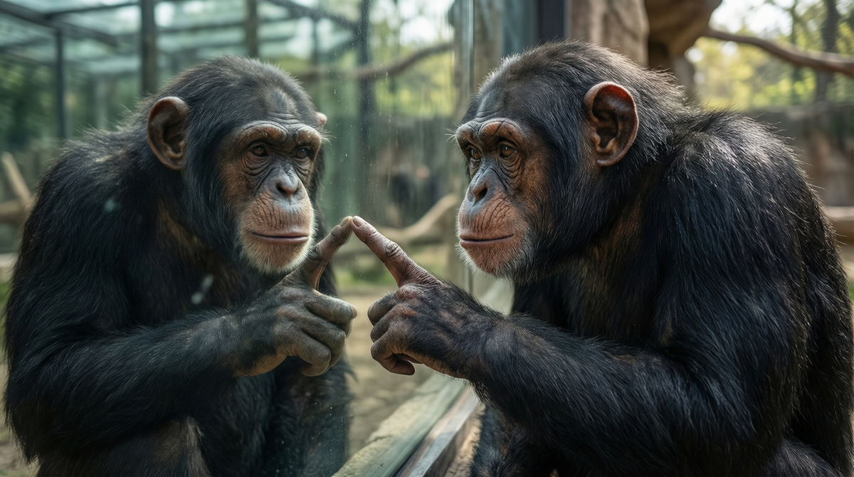 Зеркальный тест — классический, но спорный эксперимент. Некоторые животные действительно узнают в отражении себя.