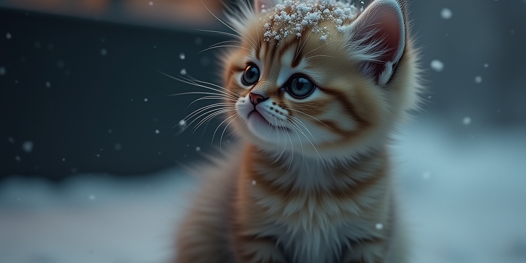 Замерзающий трущобный котёнок тщетно ждал человеческого участия, хоть и сидел у магазина.