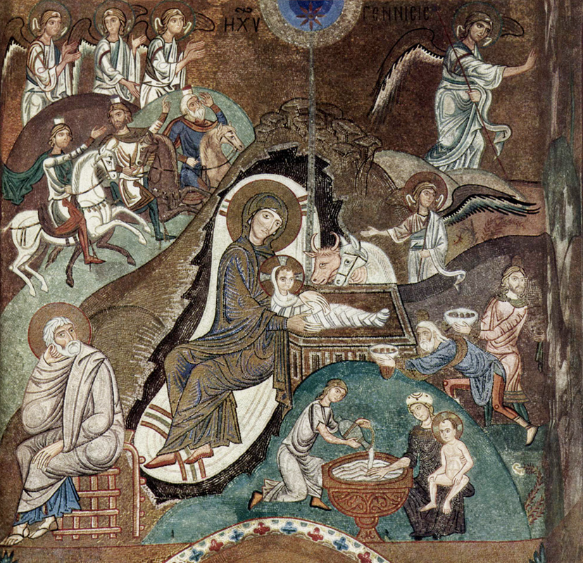 "Волхвы гривастые нашли его и сбиты с толку"(с) Рождество. Мозаика Палатинской капеллы. 1160–1170 годы. Фото:  Wikimedia Commons / arzamas.academy