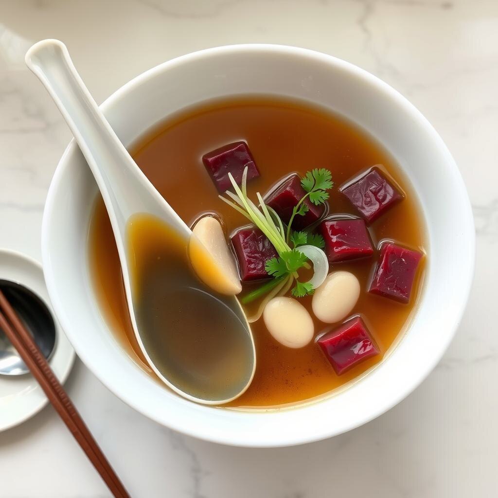 Бульон с кровяным утиным пудингом