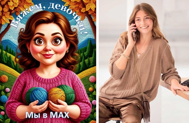 Свободный пуловер простым узором