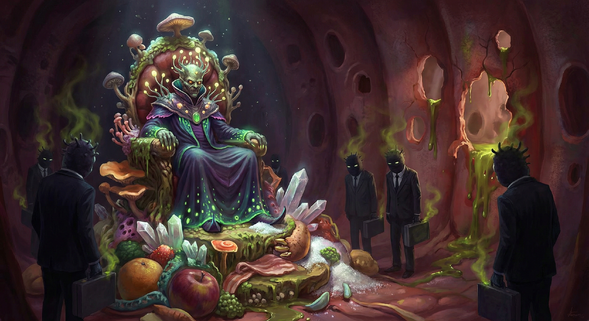 «Пока полезные бактерии гибнут, на освободившийся трон восходит «король» Кандида. Его министры — клостридии и стафилококки — разворачивают химическое производство, отравляющее весь организм изнутри.»