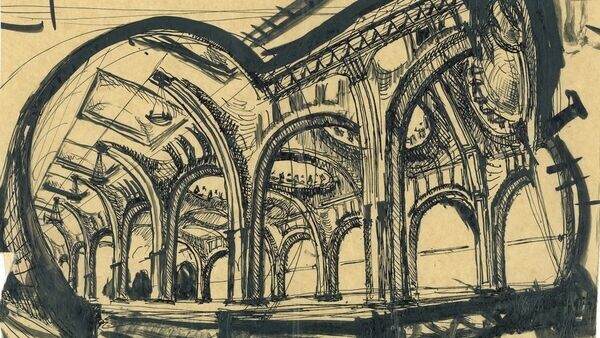    Эскиз станции метро "Маяковская" архитектора Алексея Душкина