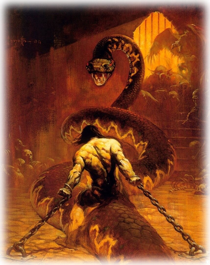 Все картинки даны просто для услады очей. В данной статье все они принаджлежат (кроме первой ) "отцу Конана" – Фрэнку Фразетте.