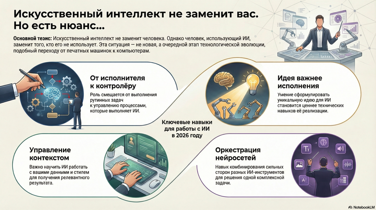 Инфографика по теме статьи, сгенерированная нейросетью за 2 минуты. Раньше мне бы понадобился хороший уровень навуков и много времени чтобы сделать хотя бы так.