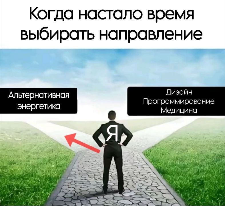 Мем про выбор направления. Отредактировано автором