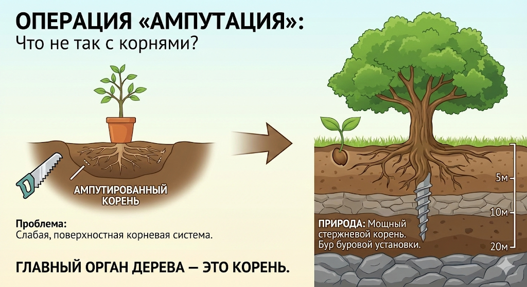 Главный орган дерева — это не листья и не ветки. Это корень.