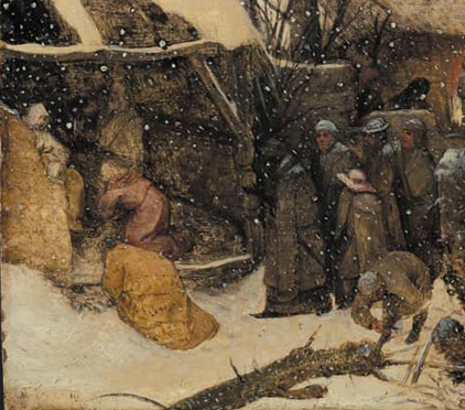 Фрагмент картины "Поклонение волхвов в снегу"